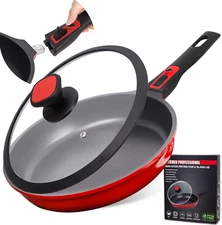DIIG Nonstick Frying Pan Skillet with Silicone Lid, 10 Inch Saute Pan Omelet Sau