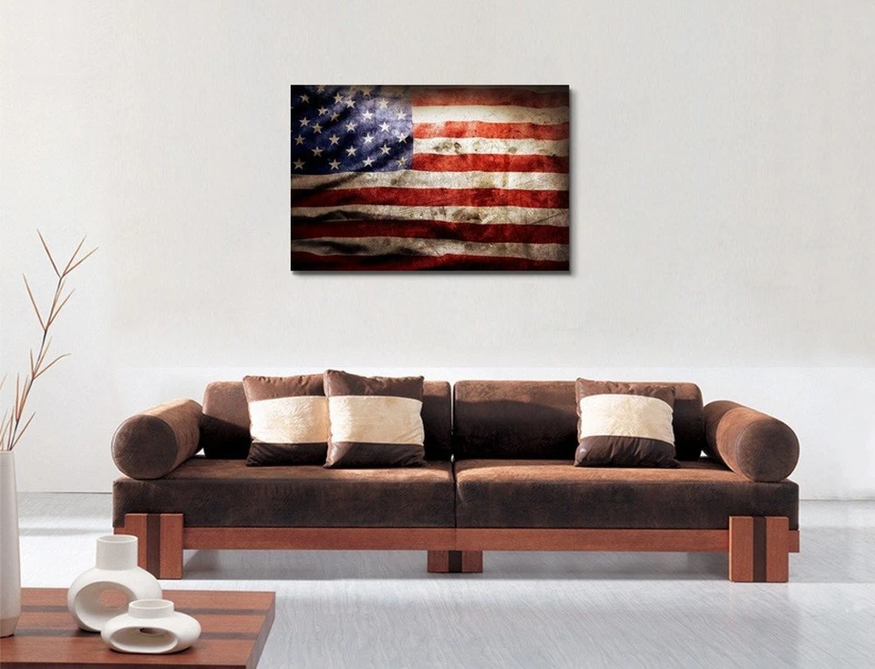 Lienzo - Primer plano de Grunge bandera americana estilo retro concepto patriótico - 32" x 48" Foto 2 de 3