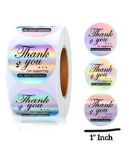 100 THANK YOU 1" ASSORTED STICKERS LABELS SEALS Holographic Small Business