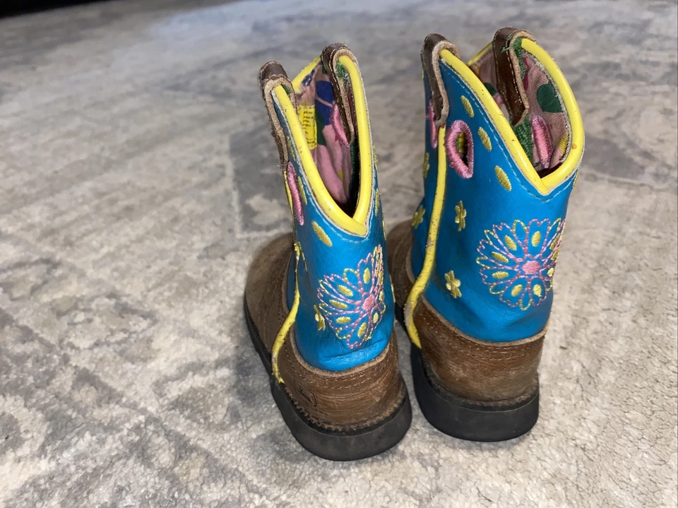 John Deere Bebé Infante Botas Johnny Poppers Pull On Marrón Azul Floral Talla 5 Foto 2 de 4