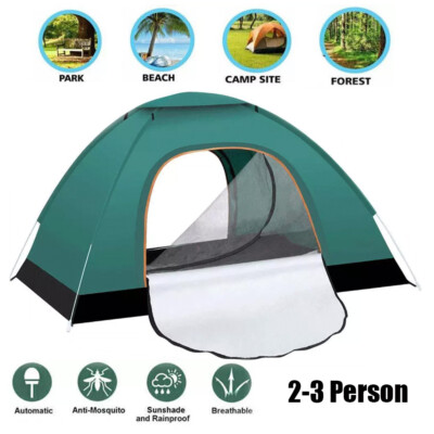 Portable pop up Camping Tent 2-3 Persons Instant Automatic Outdoor Waterproof