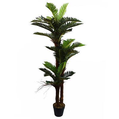 Künstliche große Palme mit natürlichem Stamm 150cm - realistische Pflanze nach Blatt