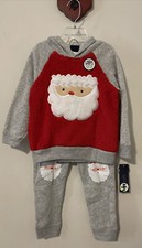 Little Rebels Boys Size 6 Santa Clause Hooded Christmas Sweatsuit Set NWT A6568