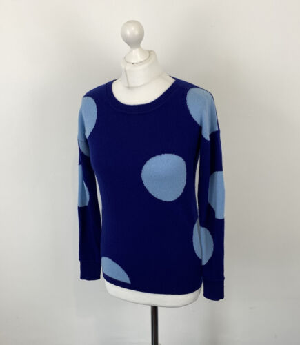 Philosophy 100% Cashmere Jumper Blue Spotted Circles Sz XS Ladies - Picture 1 of 9