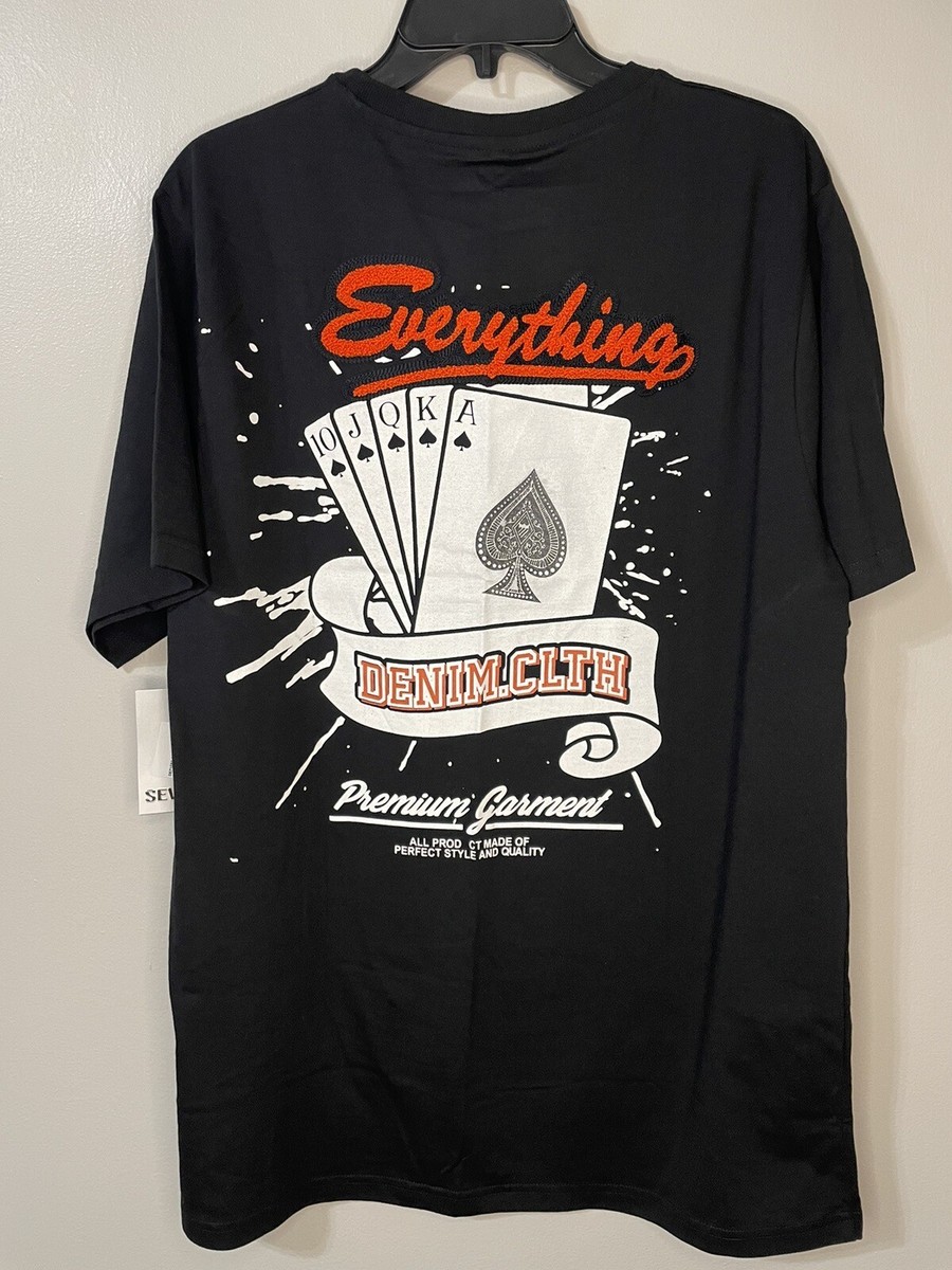 Seven Souls T Shirt Men's L/XL Black Raised Embroidered Logo