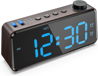 Upgrade Digital Alarm Clock Radios for Bedroom 0-100% Dimmer, Weekday/Weekend Du