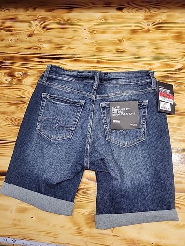 Silver Denim Jeans Short Womens 26 x 9 Elyse Bermuda Dark Blue Wash - Picture 2 of 2