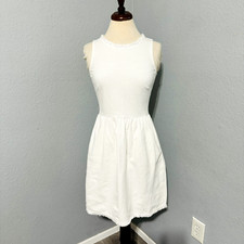 Madewell Ecru White Sleeveless Round Neck-line Zippered Dress Sz S Cotton Blend