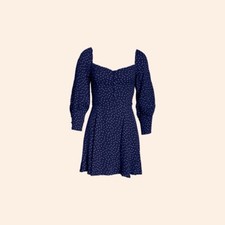 NWT $218 Reformation Lumiere Dress Afternoon Blue Polka Dot Mini Button 4