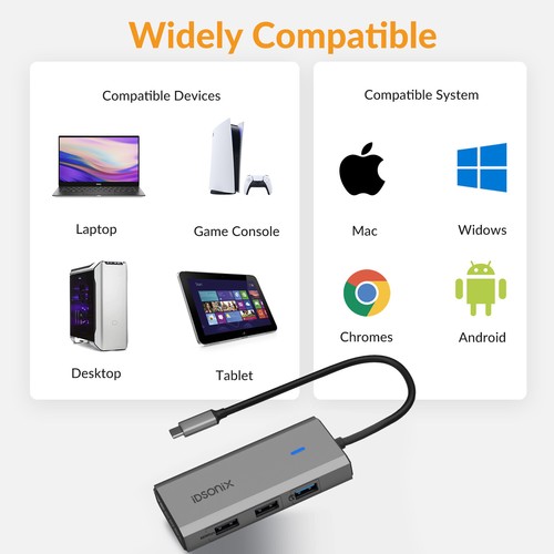 Adaptateur IDsonix USB C Hub 5 en 1 USB C avec 4K HDMI, PD 60W, 2 USB 2.0/3.0, - Photo 7/9