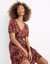 MADEWELL Women’s Ruffle-Wrap Dress in Windowbox Floral Size 6 Summer Fall