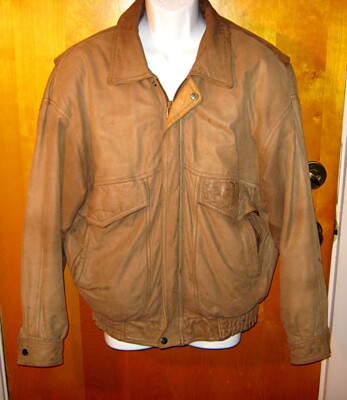 Vintage 1990s Mirage MENS BROWN LEATHER BOMBER JACKET Sz M | eBay