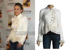 NEW $148 Free People Military Ruffles Ruffle Jacket White