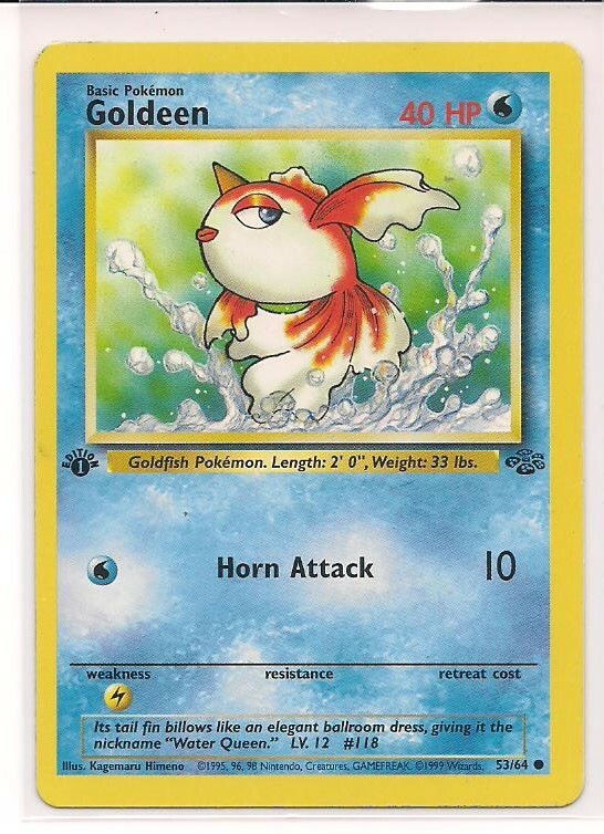 Pokemon Goldeen 53/64 1st Edition Jungle near mint condition card