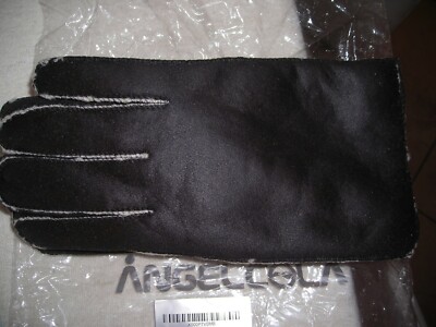 ANGEL COLA Inc men's faux shearling sheepskin gloves Crack black new