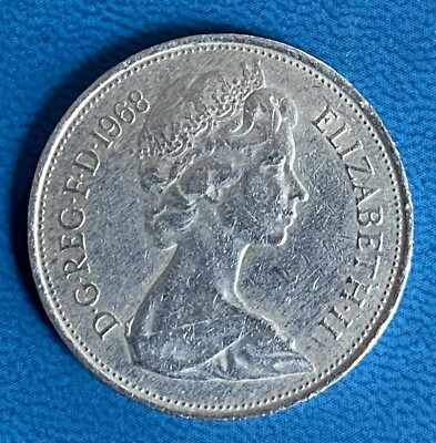 1968 UK 10 New Pence Coin Queen Elizabeth II Great Britain England