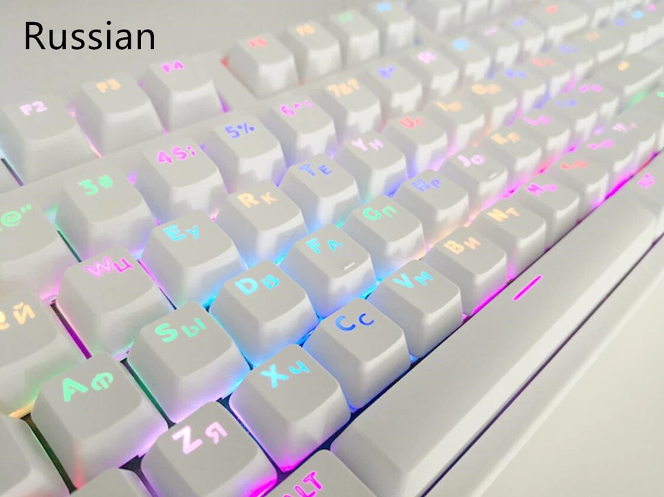 104 Key Korean Russian Backlit Keycap OEM Profile Keycaps for Cherry MX Keyboard - Image 4 of 4