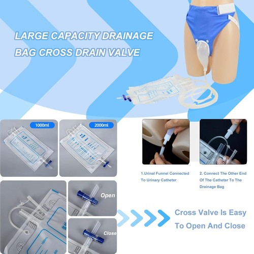Male Female Reusable Urine Bag Urinal Pee Holder Collector Urinary Incontinence - Picture 24 of 34