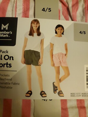 Member's Mark Girl's 2-Pack Elastic Waistband Pull-On Shorts