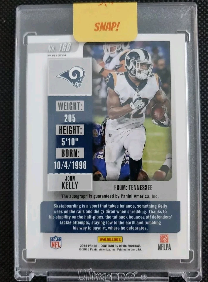 2018 Panini Contenders Optic John Kelly Rookie Auto Silver Prizm #166 Encased RC - Image 2 of 2