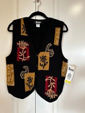 NEW Modiano Women's Black 4-Button Sweater Vest Made in USA Size Medium