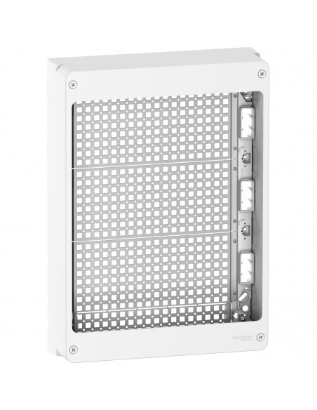 Resi9 coffret 18 modules universel équipé de grilles sans rail din SCHNEIDER R9H blanc