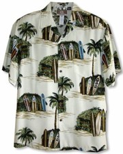 RJC Made in USA Men's Surfboard Beach Shack Aloha Shirt