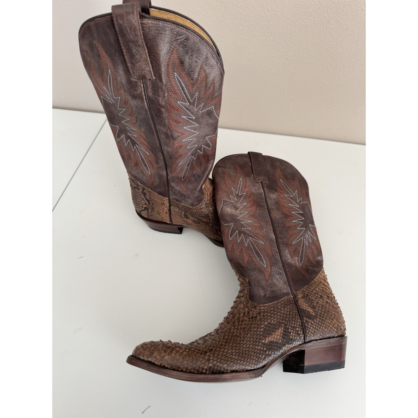 Stetson Dynamite Python Cowboy Boots Round Toe Ha… - image 1
