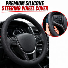 Universal Silicone Steering Wheel Cover Anti Slip Soft Grip Black Fits 141516