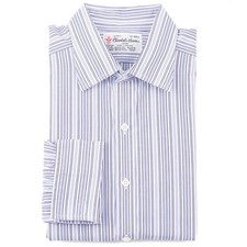 Turnbull  Asser French Cuff Blue Multi Stripe Cotton Dress Shirt 17 x 35