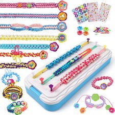 Friendship Bracelet Making Kit for Kids, Loom Box, Threads  300 Gem Stickers