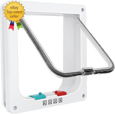 Thin Cat Door for Windows, Pet Doors and Sliding Door, Safety Pet Door with 4 Wa