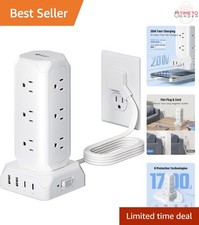 Power Strip Tower 12 Outlets USB-C Quick Charge Surge Protector Office Home