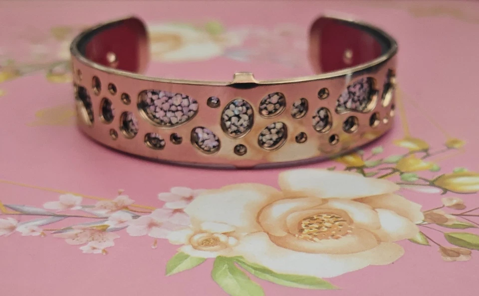 Bracelet manchette Les Georgettes réversible paillettes et rouge pailleté - Photo 1/4