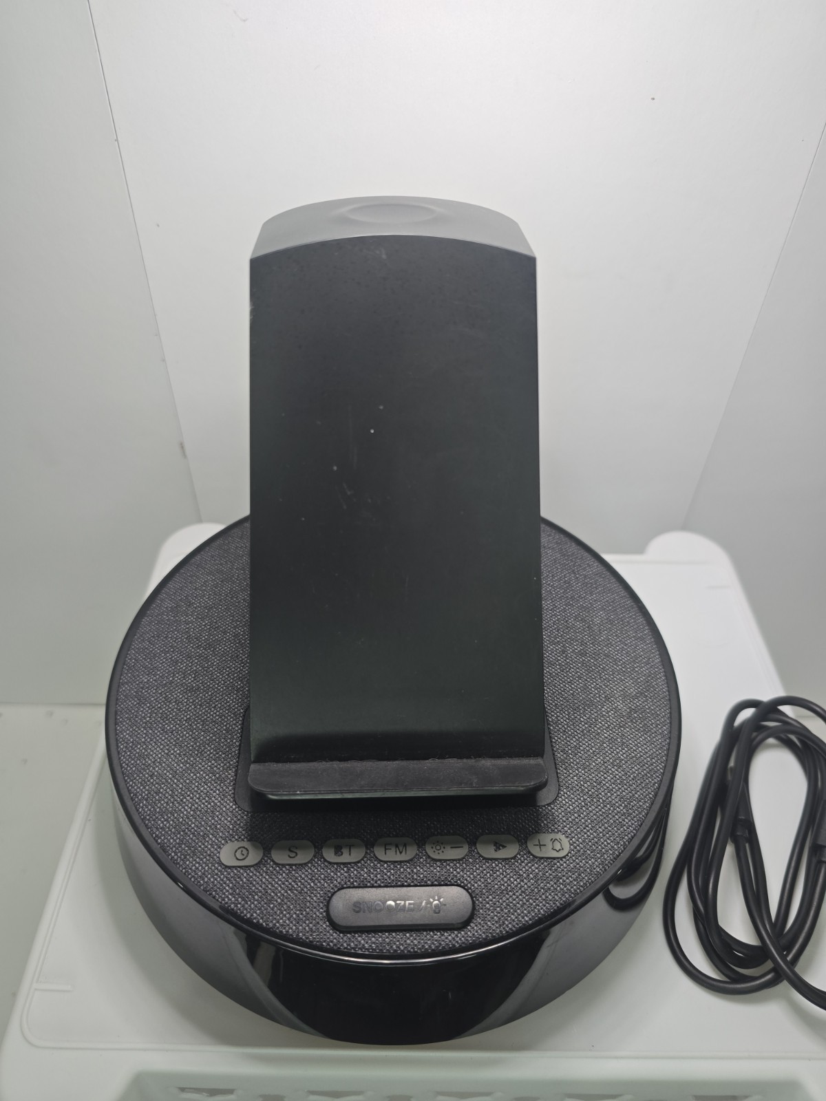 Alarm Clock with Wireless Charging Station, Clock for Bedroom with Dimmable