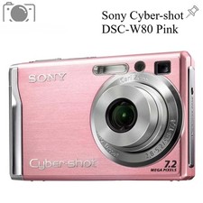 Sony Cyber-shot DSC-W80 7.2MP CCD Vintage Digital Camera Pink Fast shipping