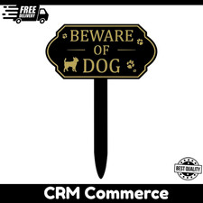 Beware of Dog Sign with Stake for Fence 7.09" x 3.54" Dog Warning Yard Signs for