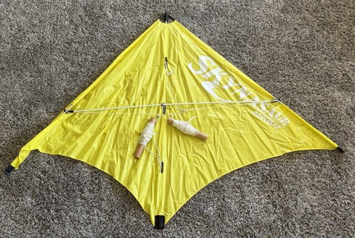 Vintage Skynasaur Aerobat Stunt Kite Yellow Dual Line 57” w Handles & Bag USA