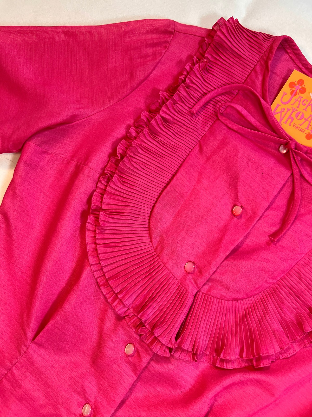 Fuchsia Ruffle Blouse, Medium - image 2