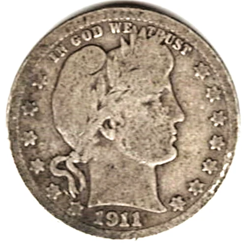 1911 BARBER QUARTER IN GOOD+ CONDITION ~ FULL RIMS ~ SEE THE SCAN   stkb6561