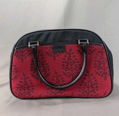 Hartmann Travel Bag Floral Print Red And Black Vintage Medium Sized 