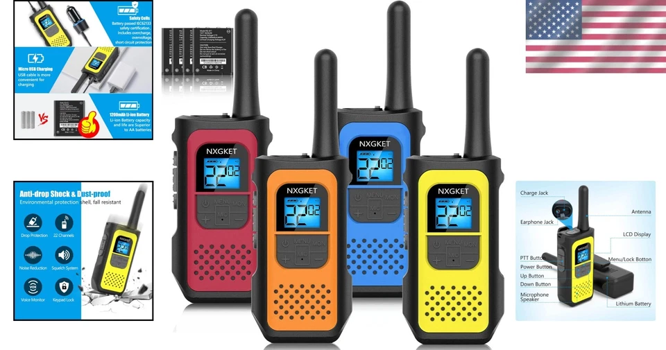 NOAA Weather Alert Two-Way Radios, 4 Pack USB-C Rechargeable - Image 2 of 4