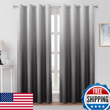 HOMEIDEAS Grey Gray Ombre Blackout Curtains 52 X 84 Inch Length Gradient Room Da