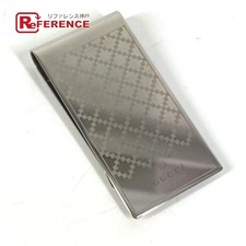 GUCCI Logo Billfold Wallet Money Clip Silver Unisex Used From Japan