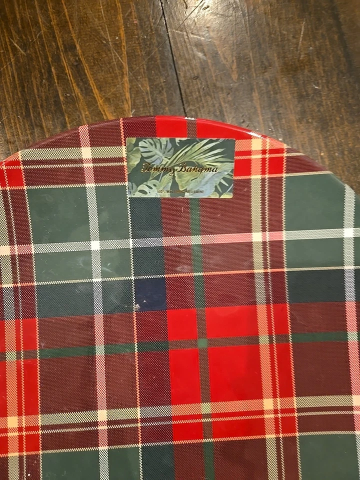 "1 plato redondo Tommy Bahama 14"" bandeja para servir tartán a cuadros melamina de Navidad" Foto 2 de 4