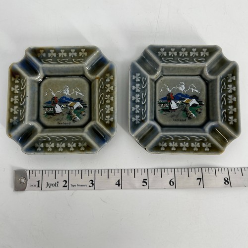 Vtg Wades of Ireland Irish Porcelain Ashtrays Set of 2 Pair Matching Small 4 in