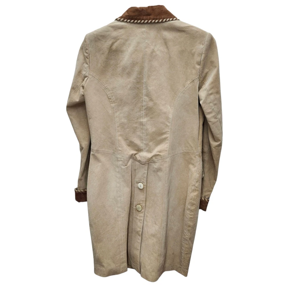 Chaqueta de gamuza de cuero vintage Lew Magram para mujer 6 tachuelas occidentales marrón tostado informal  Foto 3 de 4