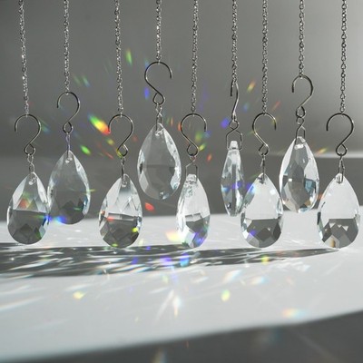 10pcs Crystal Sun Catcher, 38mm Hanging Clear Teardrops Chandelier 