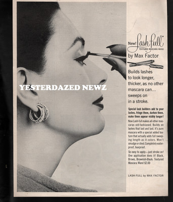 1963 Print Ad for Max Factor Lash Full Texturized Mascara Wand