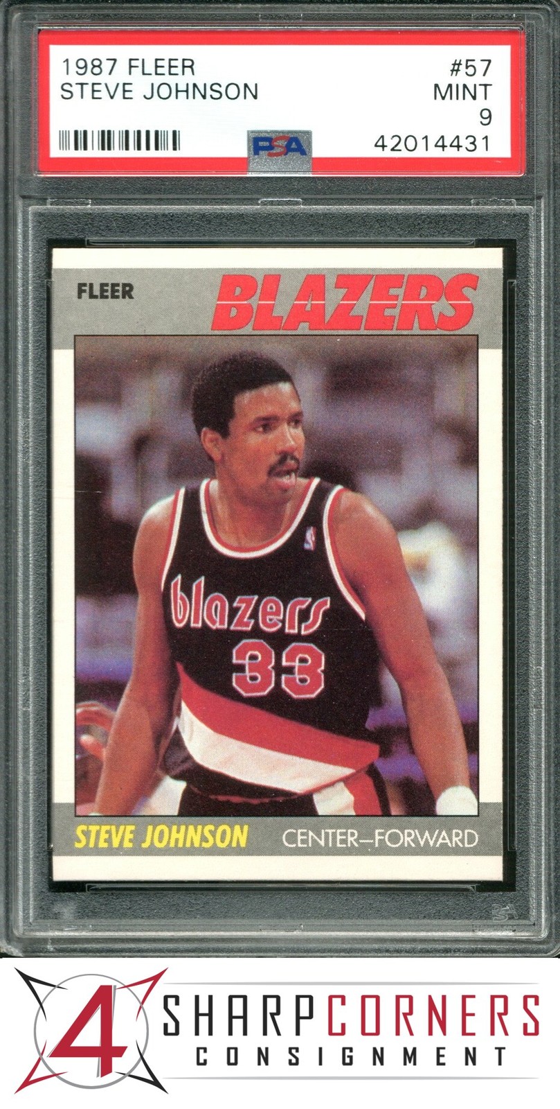 1987 FLEER #57 STEVE JOHNSON TRAIL BLAZERS SET BREAK PSA 9